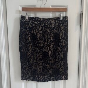 INC Black Lace Skirt w/ Tan Liner